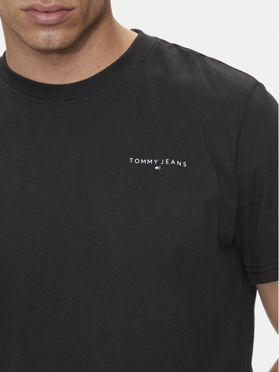 Tommy Jeans Tommy Jeans Tricou Linear Chest DM0DM18555 Negru Slim Fit