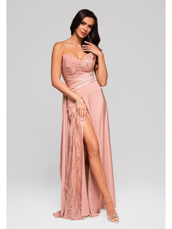 Ombre Ombre Sukienka wieczorowa LA-OM-DLR189 Różowy Regular Fit