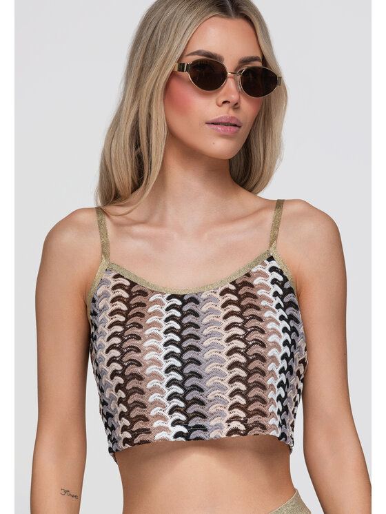 Ombre Ombre Bluzka OW-TS-E0068 Brązowy Loose Fit