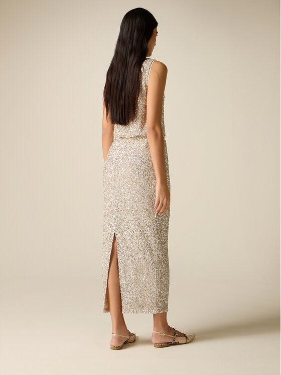 Oltre Oltre Gonna maxi 1003J000297N002 Oro Slim Fit