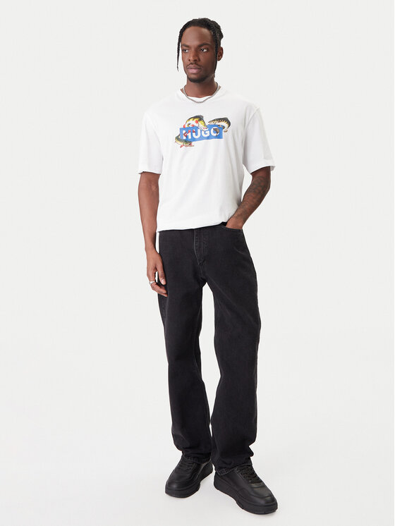HUGO HUGO T-Shirt Nalotrix 50554349 Bílá Regular Fit