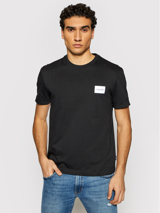 Calvin Klein T-Shirt Turn-Up Logo K10K107281 Czarny Regular Fit