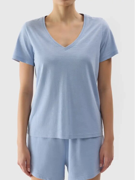 4F 4F T-shirt 4FWSS24 TTSHF1162 34S JASNY NIEBIESKI L Blu Regular Fit