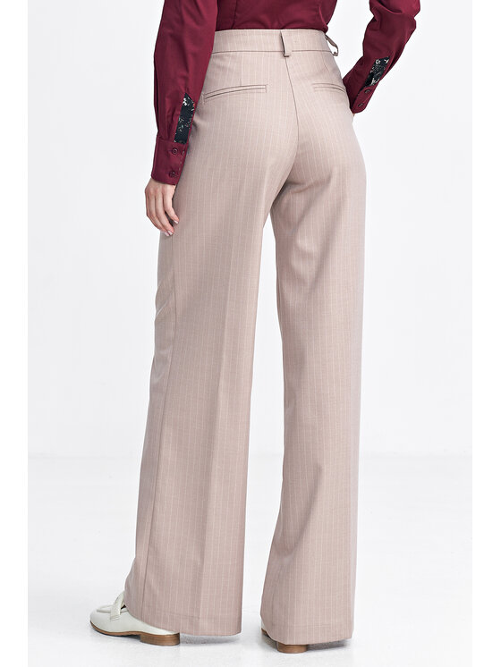 NIFE NIFE Kalhoty z materiálu SD129 Béžová Wide Leg