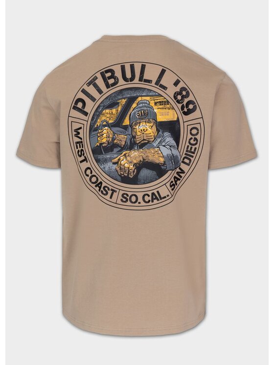 PITBULL PITBULL T-Shirt Koszulka męska DRIVING 3XL Beżowy Regular Fit