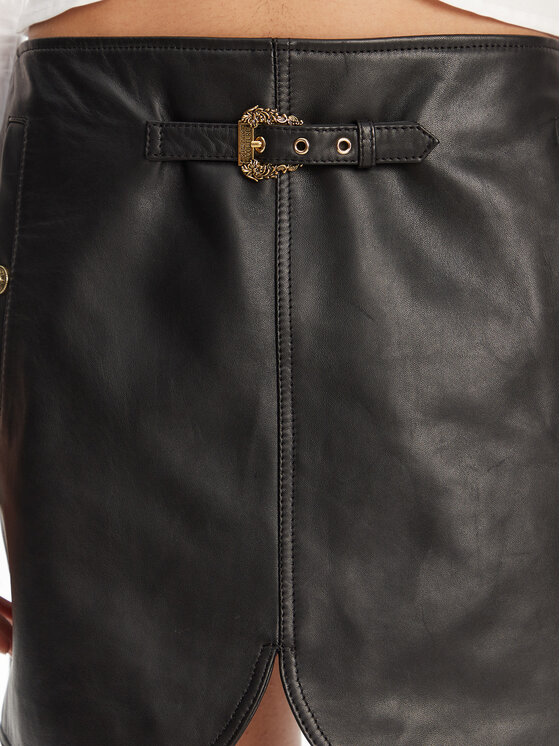 Versace Jeans Couture Versace Jeans Couture Bőr szoknya 78HAEP02 Fekete Regular Fit
