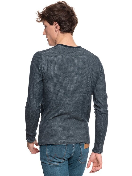 Mustang Mustang Sweter MULTICOLOR HENLEY Niebieski Regular Fit