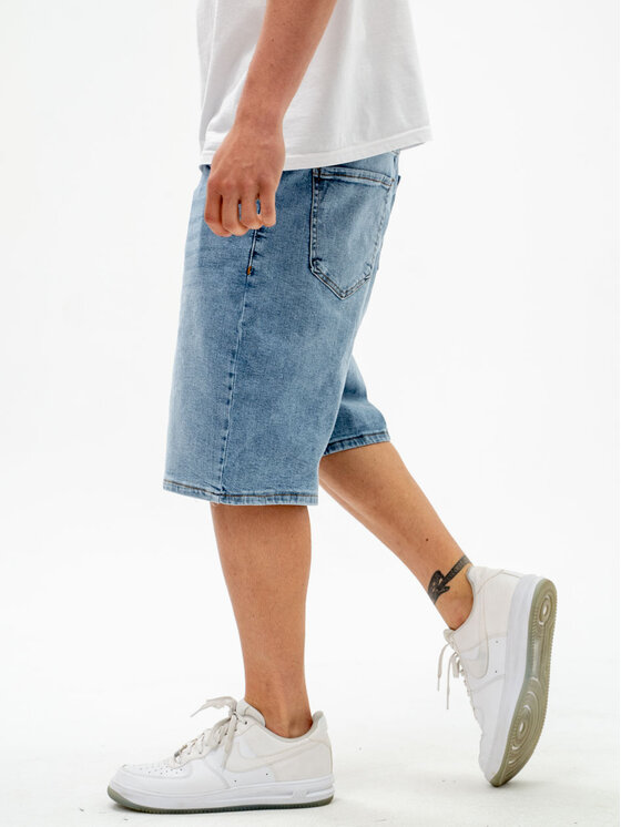 Jigga Wear Jigga Wear Szorty jeansowe Krótkie Spodenki Jeansowe Męskie Jasne Niebieski Jigga Wear Small Outline Crown L Niebieski Regular Fit