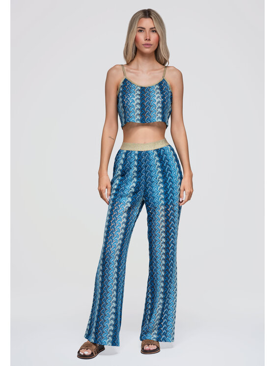 Ombre Ombre Spodnie materiałowe OW-PA-E0015 Niebieski Relaxed Fit