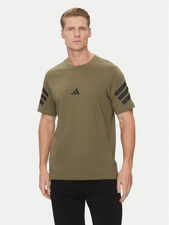 adidas Męski T-Shirt, rozmiar L, Zielony, Future Icons 3-Stripes JD4876