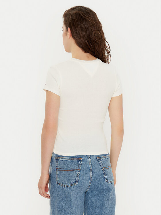 Tommy Jeans Tommy Jeans Tričko DW0DW19435 Écru Slim Fit