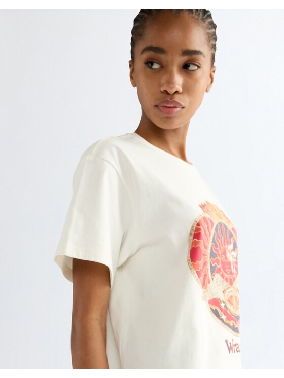 Wrangler Wrangler T-Shirt GIRLFRIEND TEE Biały Relaxed Fit