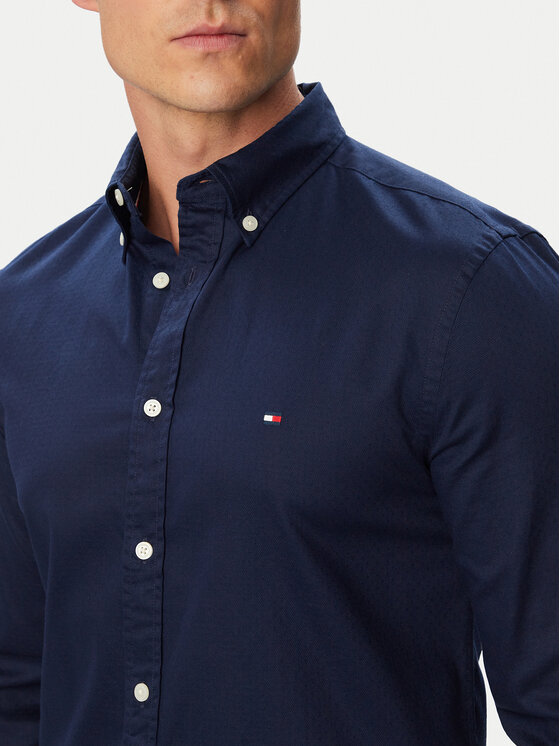 Tommy Hilfiger Tommy Hilfiger Koszula Flex Dobby MW0MW44570 Granatowy Slim Fit