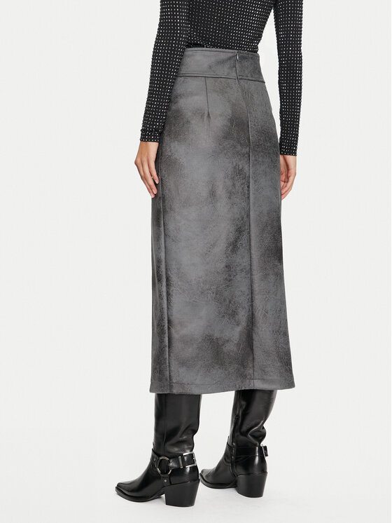 ONLY ONLY Fustă din imitație de piele Paris 15330036 Gri Regular Fit