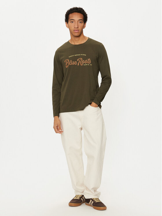 Blend Blend Pikkade varrukatega T-särk 20717825 Roheline Regular Fit