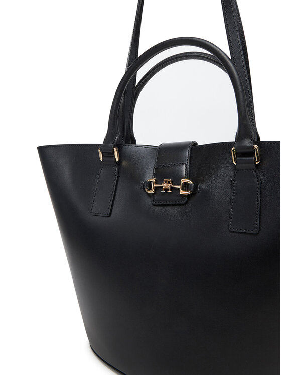 Tommy Hilfiger Tommy Hilfiger Torebka Heritage Leather Tote AW0AW17209 Czarny