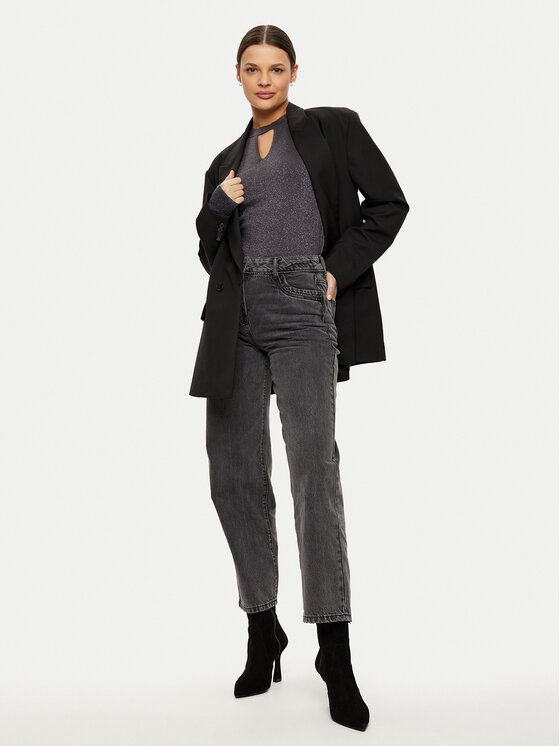 Morgan Morgan Jeansy 242-PSTRASS Szary Mom Fit