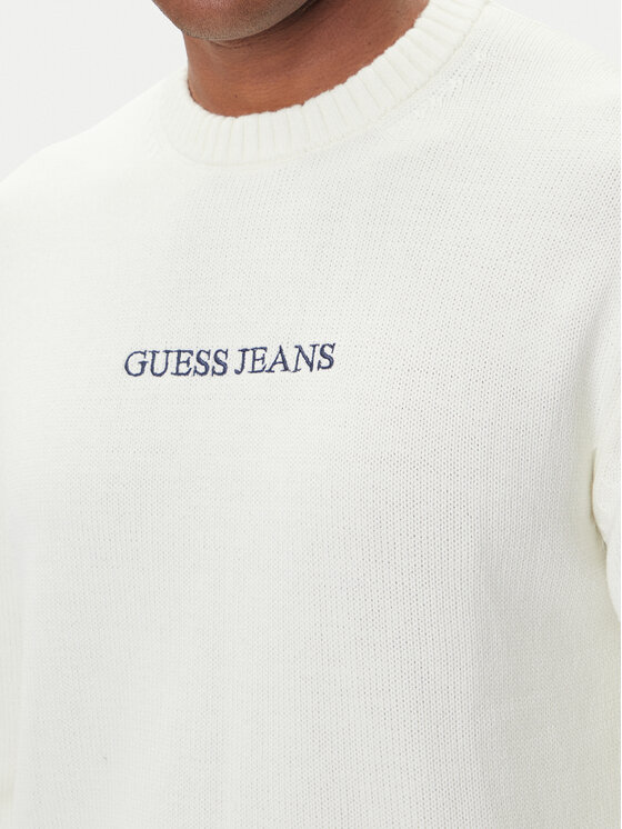 Guess Jeans Guess Jeans Sweter 168473 Biały Classic Fit