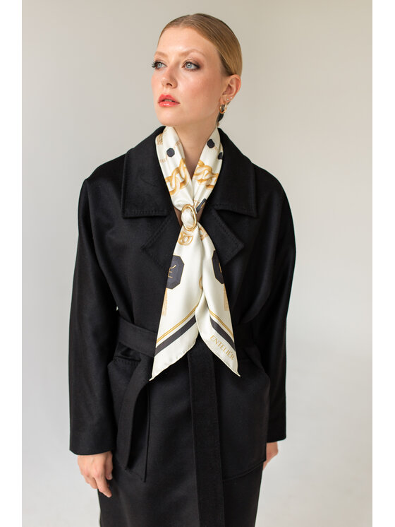 Entelier Entelier Płaszcz zimowy oversize Czarny Comfortable Fit