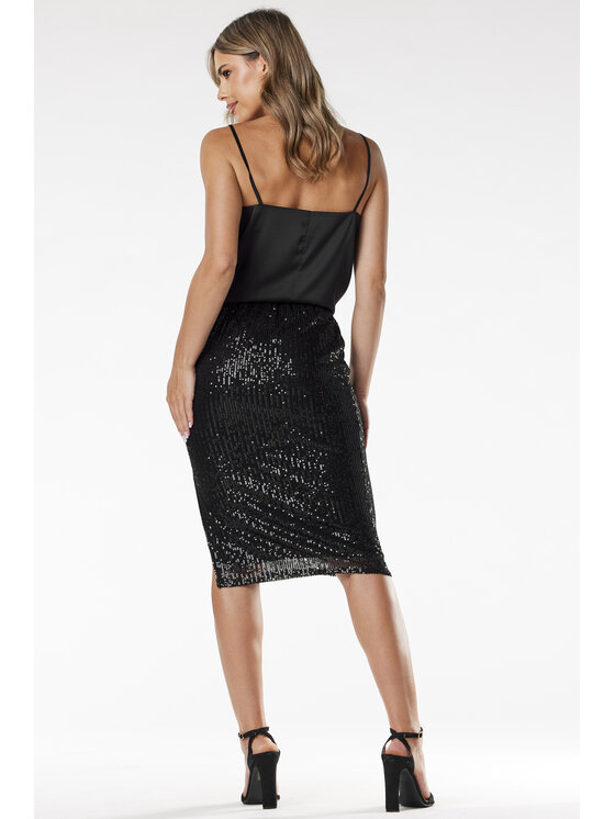 Awama Awama Sukňa A692 Čierna Basic Fit