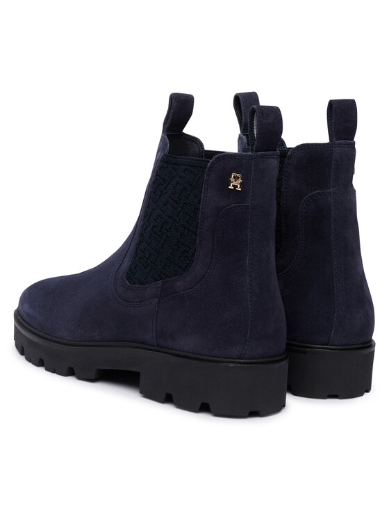 Tommy Hilfiger Tommy Hilfiger Chelsea Th Monogram Suede Chelsea Boot FW0FW09563 Blu scuro