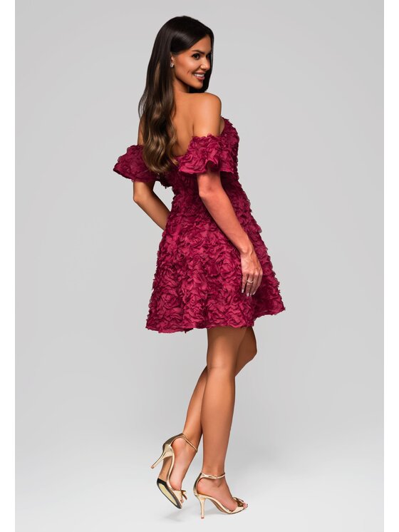Ombre Ombre Sukienka koktajlowa LA-OM-DLR231 Czerwony Regular Fit