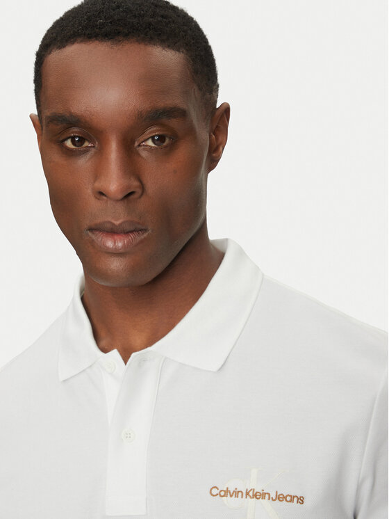 Calvin Klein Jeans Calvin Klein Jeans Tricou polo Monologo J30J325664 Alb Regular Fit