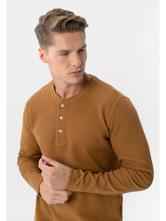Volcano Volcano Longsleeve L-AZUX Beżowy Regular Fit