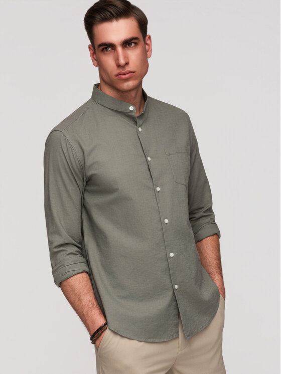 Ombre Ombre Koszula K704 Khaki Regular Fit