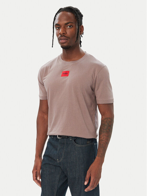 HUGO HUGO T-shirt Diragolino212 50447978 Smeđa Regular Fit