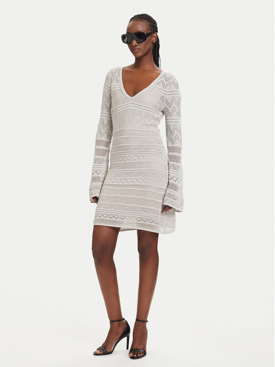 Guess Guess Плетена рокля W5GK48 Z3E22 Сив Slim Fit