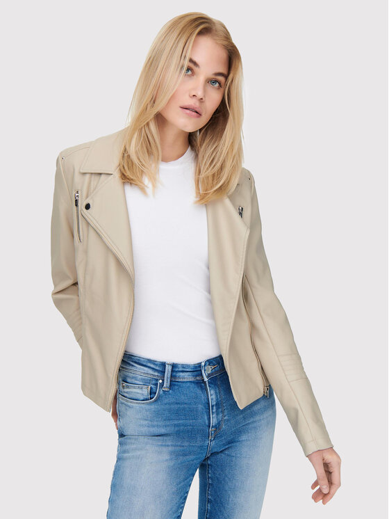 ONLY ONLY Geacă din imitație de piele Gemma 15153079 Bej Regular Fit