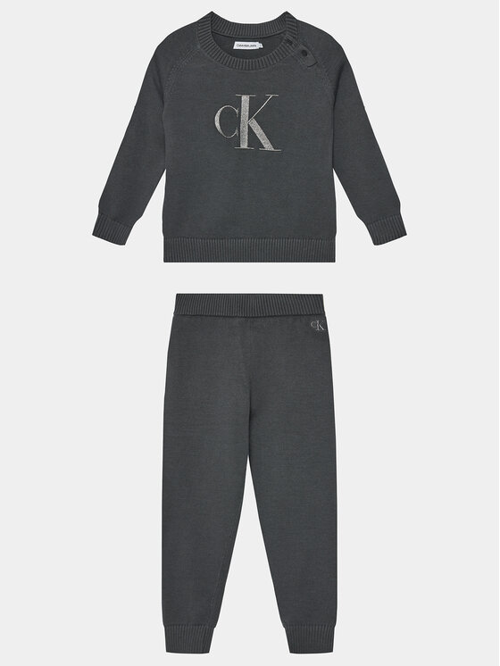 Calvin Klein Jeans Calvin Klein Jeans Souprava svetr a kalhoty IN0IN00167 Šedá Regular Fit