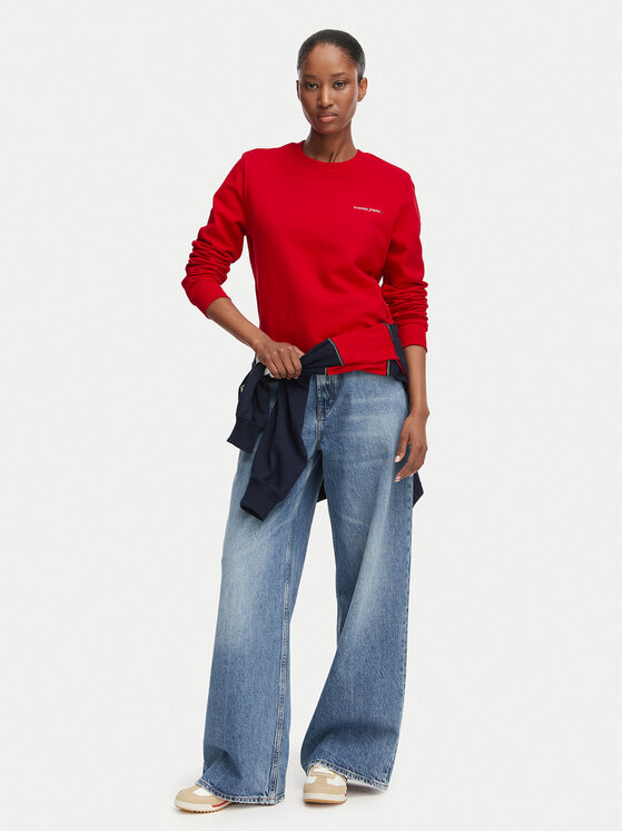 Tommy Jeans Tommy Jeans Mikina Ess Logo DW0DW22829 Tmavě červená Regular Fit