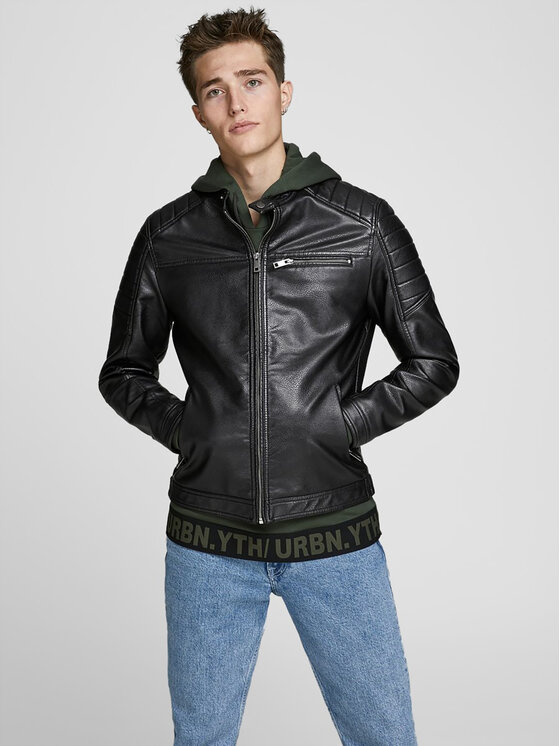 Jack & Jones Jack & Jones Ādas imitācijas jaka Rocky 12147218 Melns Regular Fit