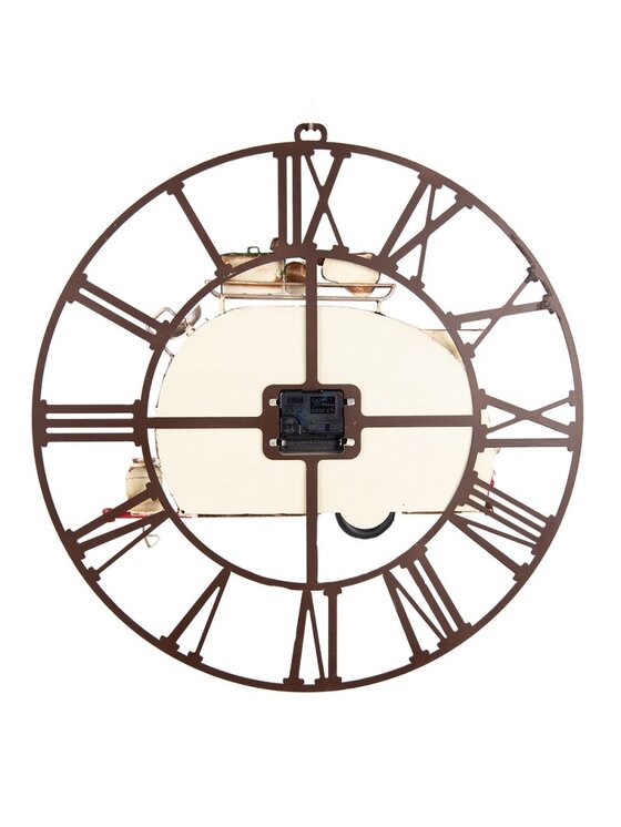 MIAhome MIAhome Zegar metalowy retro z przyczepą kempingową 48 cm Kolorowy
