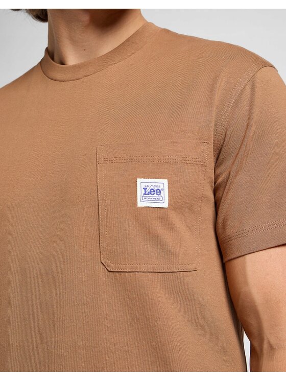 Lee Lee T-Shirt WW Pocket Tee Brązowy Relaxed Fit