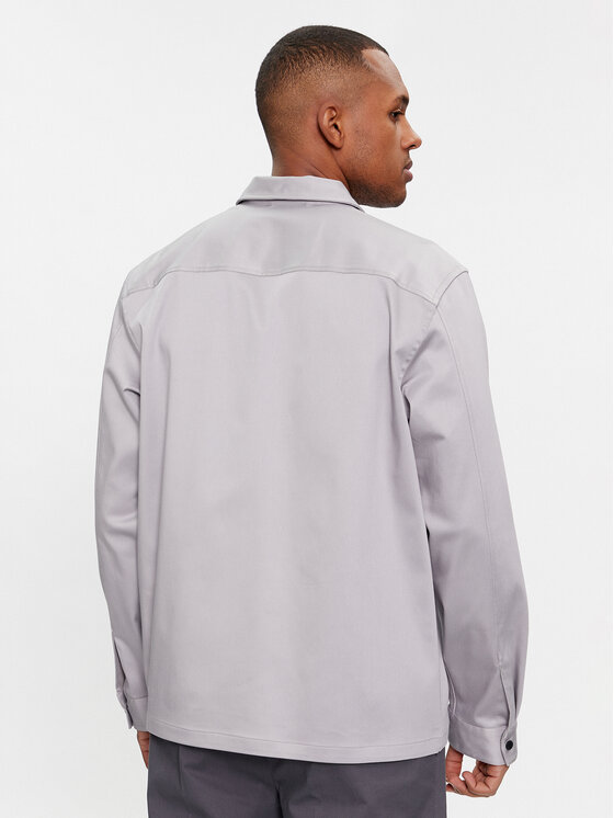 Calvin Klein Calvin Klein Prijelazna jakna Cotton 3D Pockets Overshirt K10K112356 Siva Regular Fit