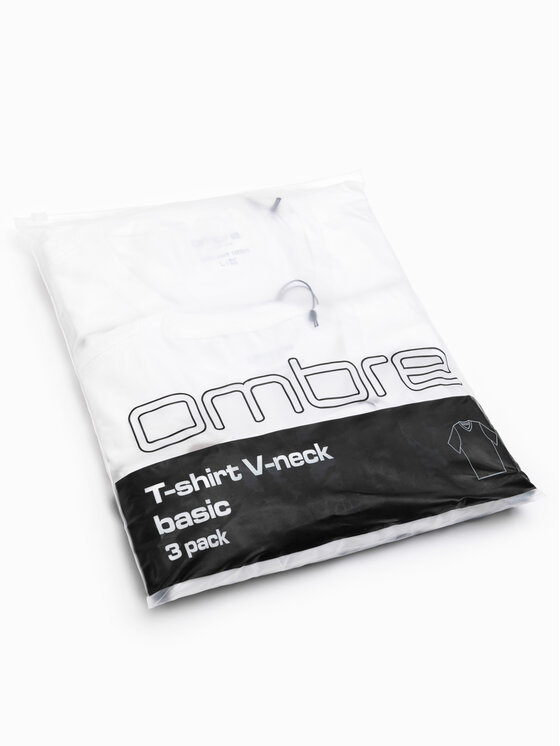 Ombre Ombre Komplet t-shirtów OM-TSBS-0281 Biały Regular Fit