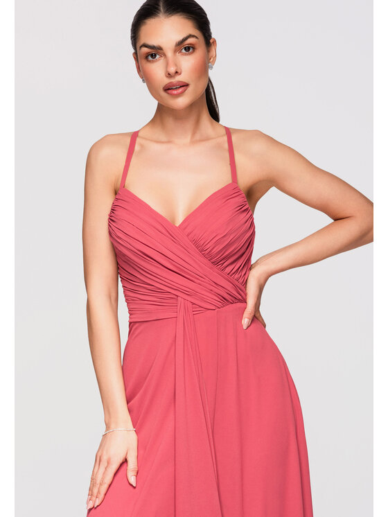 Ombre Ombre Sukienka wieczorowa LA-OM-DLR310 Koralowy Regular Fit