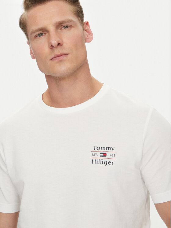 Tommy Hilfiger Tommy Hilfiger T-Shirt Stack MW0MW38622 Biały Regular Fit