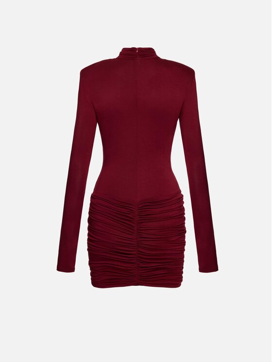 La Mania La Mania Sukienka koktajlowa ORELIS Bordowy Basic Fit