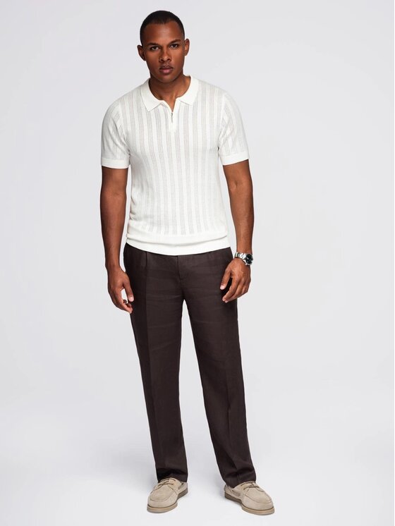Ombre Ombre Polo OM-POSS-0158 Biały Slim Fit