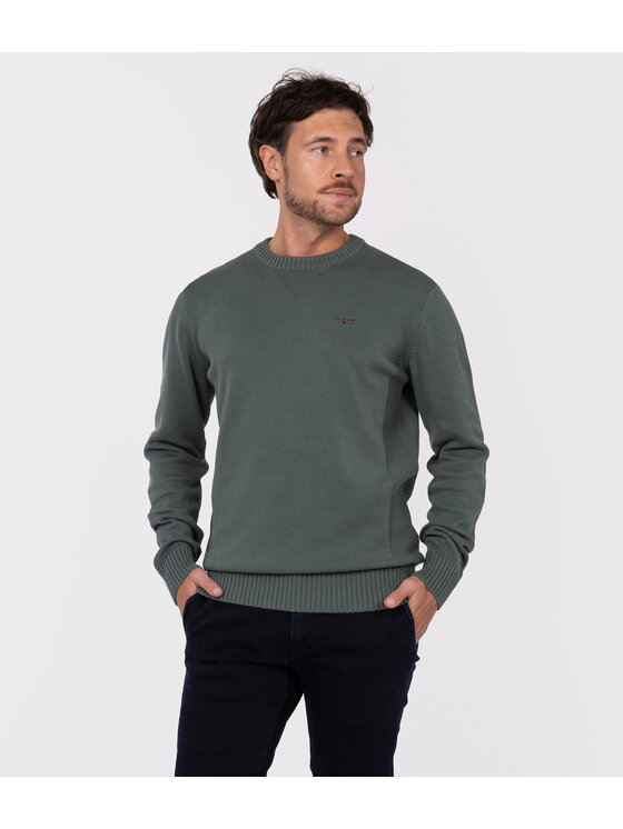 Lee Cooper Lee Cooper Sweter BILL ORGANIC Zielony Regular Fit