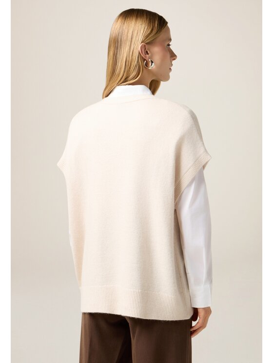 Oltre Oltre Cardigan M510E001887N002 Écru Baggy Fit