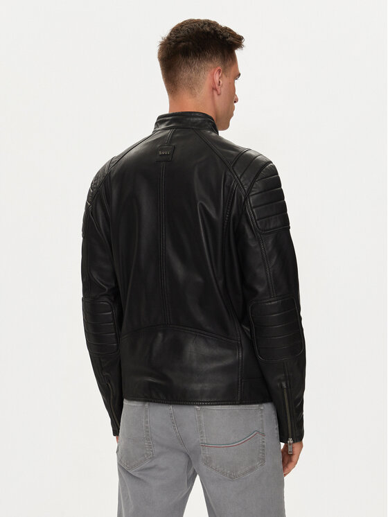 BOSS Boss Kožená bunda Jomoto 50518270 Čierna Regular Fit