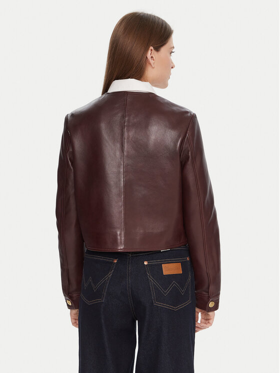 Tommy Hilfiger Tommy Hilfiger Usnjena jakna WW0WW46861 Bordo rdeča Regular Fit