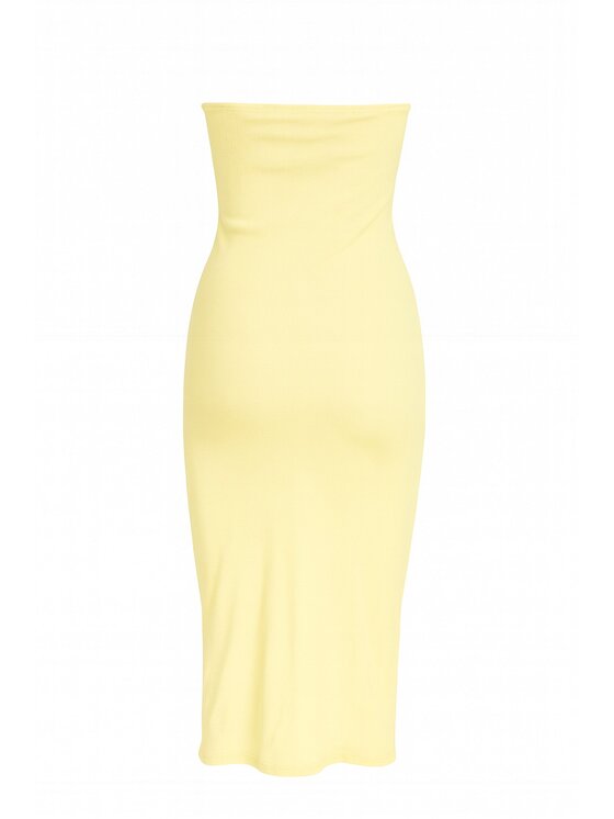 Nudyess Nudyess Sukienka dzianinowa Melrose Midi z prążka Żółty Fitted Fit