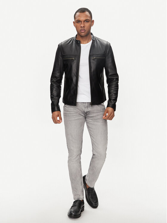 Serge Pariente Serge Pariente Lederjacke Justice Schwarz Regular Fit