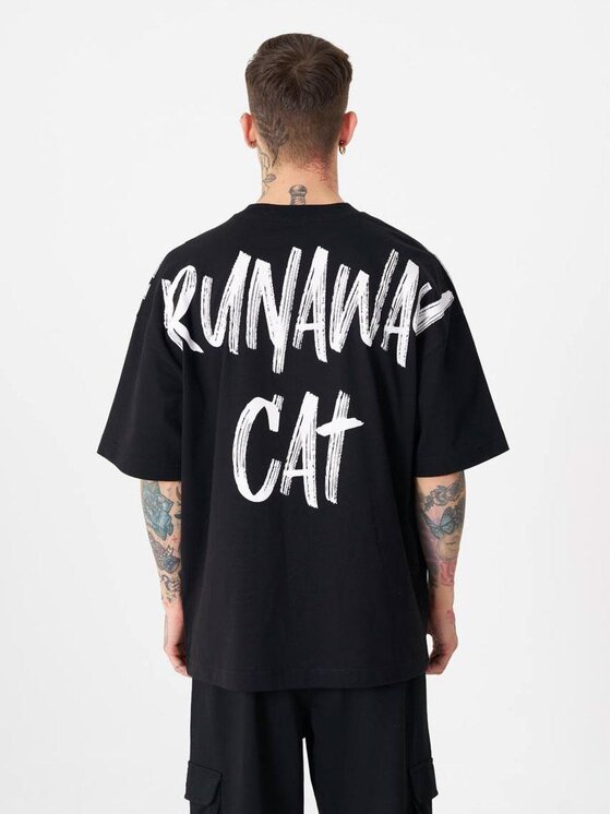 Machinist Machinist T-Shirt Koszulka Z Krótkim Rękawem Męska Oversize Czarna Machinist Runaway Cat L Czarny Oversize